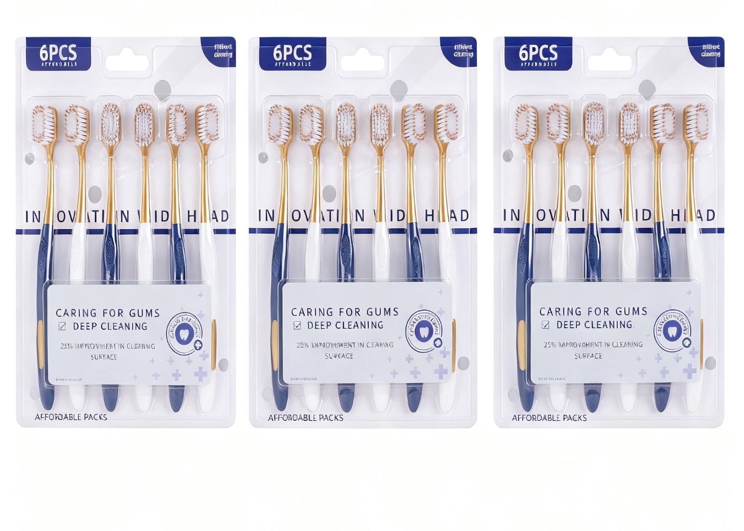 【买2送1共18支】密丝柔 牙刷组合6支/盒 A-5242软毛刷头 绵柔护龈