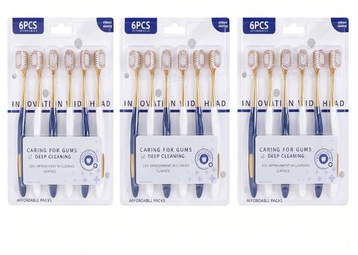 【买2送1共18支】密丝柔 牙刷组合6支/盒 A-5242软毛刷头 绵柔护龈 商品图0