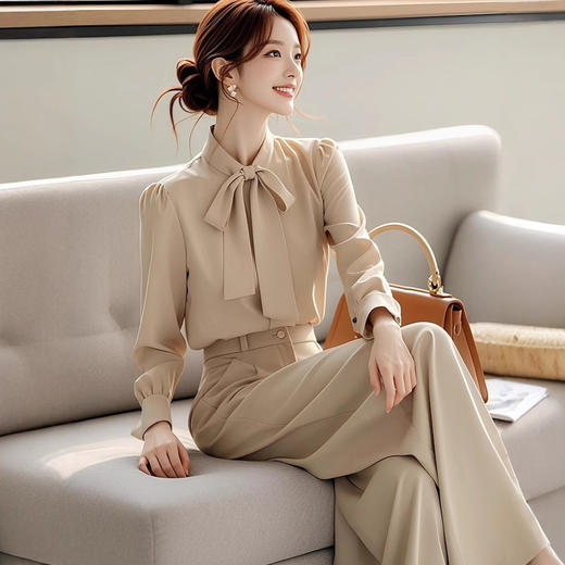 2025早秋高级感小香风衬衫阔腿裤职业两件套G325a7542 商品图2