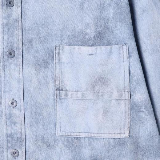 12496SDSA男士秋冬新款痞帅男装韩版扎染磨白纽扣翻领牛仔长袖衬衫时尚 商品图3