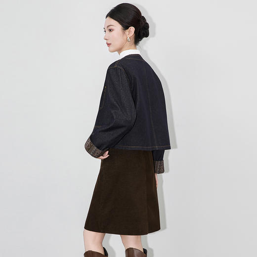 WL 2512709-复古拼接设计感牛仔外套短款民族风上衣 商品图1