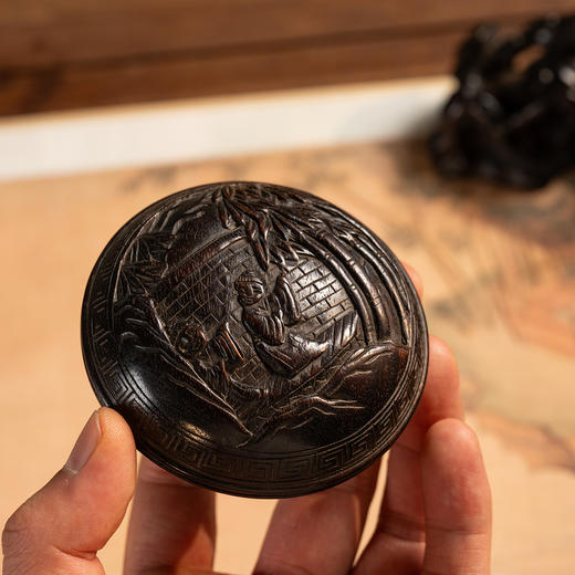 清	紫檀人物圆香盒 商品图2