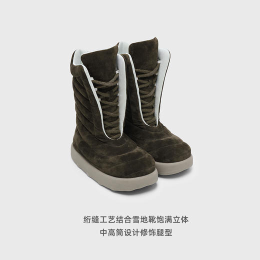 lost in echo2025秋冬新款时尚立体绗缝羊反绒保暖厚底增高雪地靴 商品图1