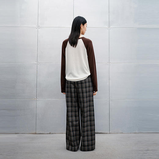NEELLY纳俪商场同款秋冬新款复古格纹休闲裤女直筒松弛感百搭长裤N25091H01148 商品图1