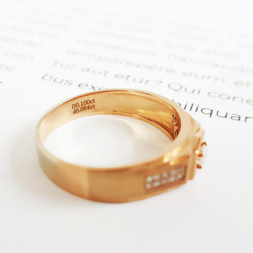 【天然正品】AU750玫瑰金宽版经典简约0.10克拉钻石戒指20号（皆取最大值）女士080925TJ17现售价：3280 商品图6