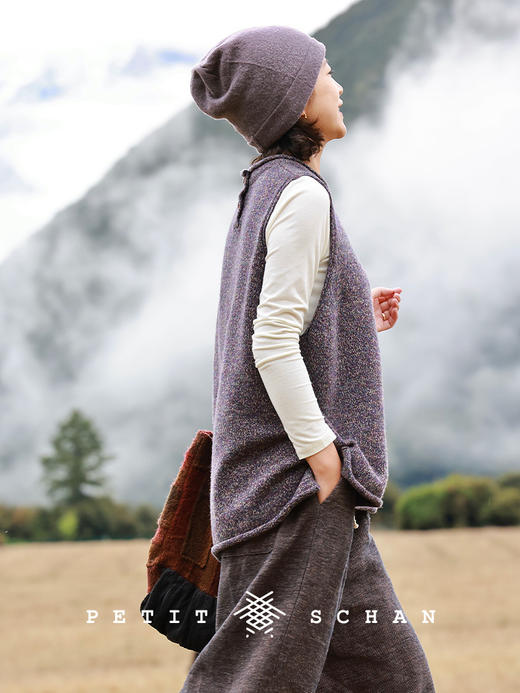 PETIT SCHAN小闪 CLO#911 When the grapes are ripe 葡萄成熟时 纯羊毛花纱卷边套头背心 商品图3