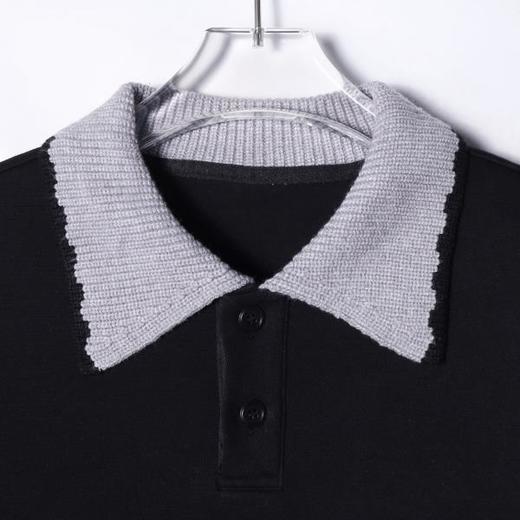 9596SDSA男士秋冬新款痞帅男装简约拼接撞色polo领卫衣百搭时尚上衣 商品图2