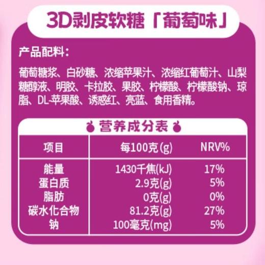新期天葡萄bobo 3D剥皮软糖（葡萄味）75g 商品图6
