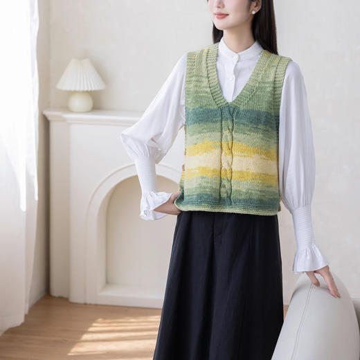 苏苏姐家织光麻花纽扣马甲手工diy棒针编织衣服羊毛线团材料包 商品图2