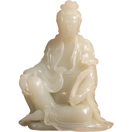 于泾大师作品和田玉雕如意自在观音像 商品图5