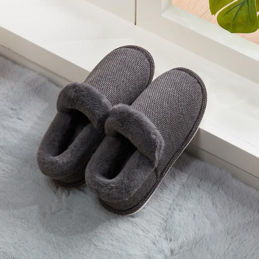  秋冬室内拖鞋保暖加厚包跟月子鞋带翻毛室内外靴 PI 商品图9