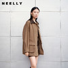 NEELLY纳俪商场同款秋新款复古质感工装廓形外套女气质皮革感上衣N25091C01142 商品缩略图0