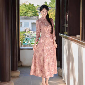SY2667 2025年新款旗袍秋冬款长款时尚显瘦复古高档连衣裙