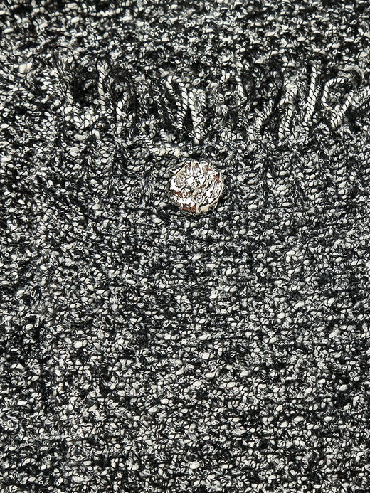 小香风毛边针织开衫女 春秋季复古 V 领短款上衣 宽松显瘦毛衣外套 商品图3