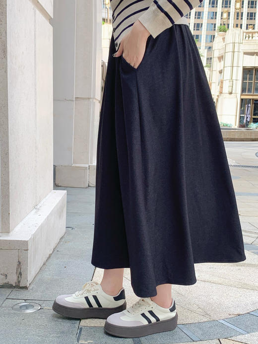 【百图lulu定制】【慕斯半裙】垂感 呢子料 A字 橡筋腰头半身裙 商品图9