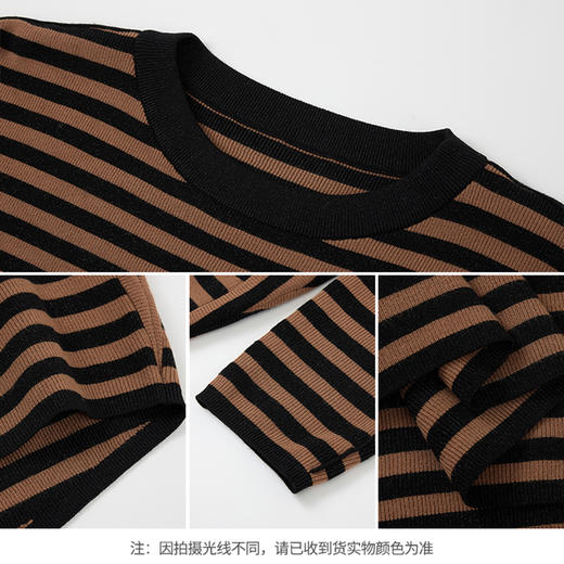 【商场同款】CNK5915“ 松弛条纹蝙蝠衫 ” 低调的黑棕条纹 沉稳内敛，搭配出彩 商品图5