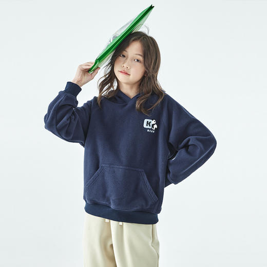 棵初25年秋冬新款亲子中大童连帽摇粒绒卫衣抗静电小熊猫绣花上衣 商品图4