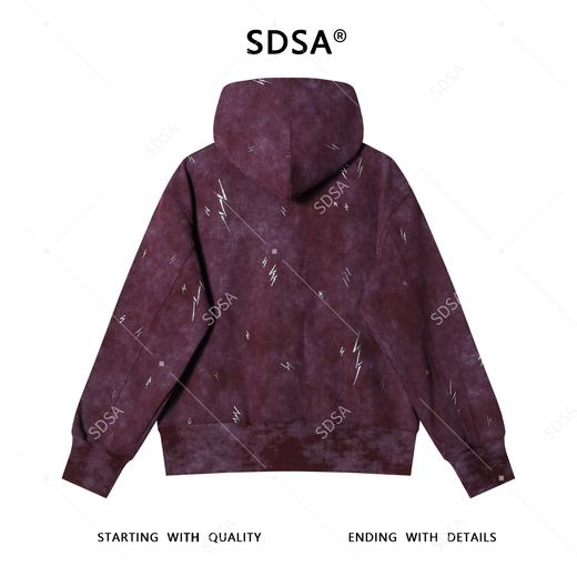 SDSA男士秋冬新款痞帅男装休闲国潮复古滴胶拉链连帽卫衣百搭舒适 商品图5
