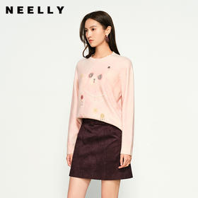 NEELLY纳俪商场同款秋季新款百搭宽松软糯针织打底女显白套头毛衣N25094A04621
