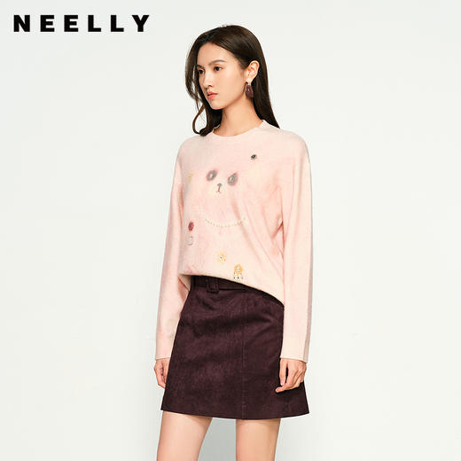 NEELLY纳俪商场同款秋季新款百搭宽松软糯针织打底女显白套头毛衣N25094A04621 商品图0