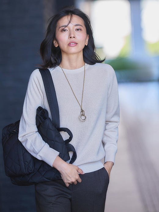 23区日系秋季通勤宽松羊毛羊绒混纺圆领套头毛衣针织毛衫商场同款 商品图0