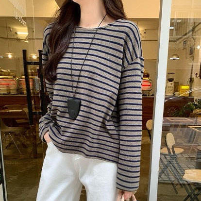suoreoe 条纹T恤 宽松慵懒感 显白百搭 内搭/外穿 商品图3
