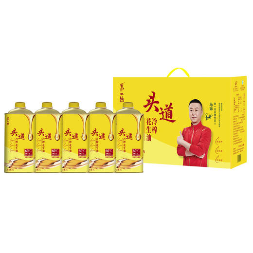 第一坊 头道低温冷榨花生油礼盒装 （马口铁包装）1L*5瓶/提 商品图0