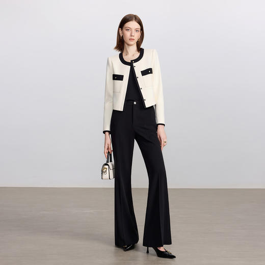 IWY/高端干练通勤西装套装女新款秋气质米白色长袖圆领小香风外套C2358+P2357 商品图2