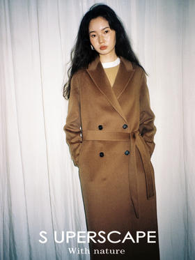 素舶 重磅细支绵羊毛精巧剪裁正肩枪驳领小个子显高双面呢大衣