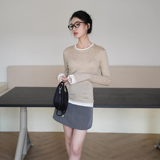  47.5%莱赛尔 4.4%羊毛   醋酸云柔零压云感系列羊毛醋酸打底衫 A-5238 商品图2