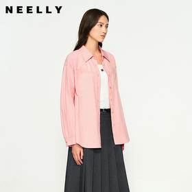 NEELLY纳俪商场同款秋季新款百搭减龄显白翻领衬衫女舒适简约衬衣N25094B04625