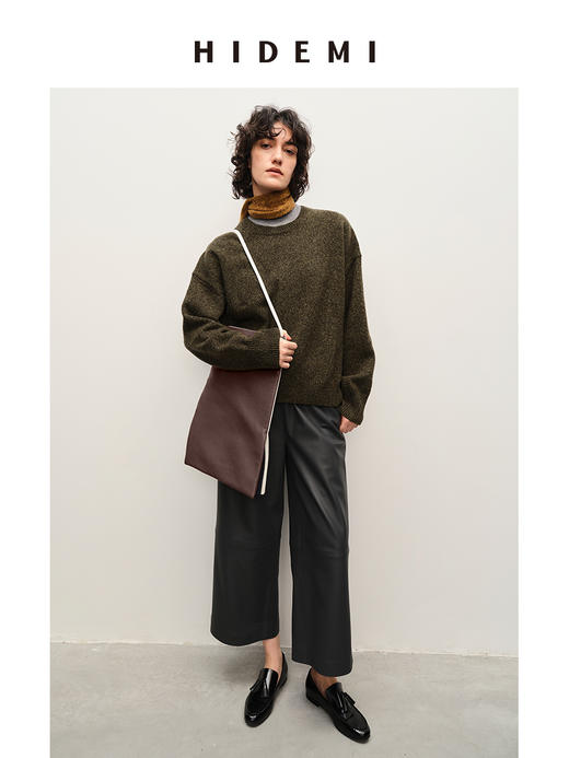 HIDEMI 美利奴羊毛系列经典圆领廓形厚款大毛衣 商品图1