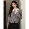 鹿向南「冬日旅途」假两件灰色针织衫毛衣开衫初女秋显瘦长袖上衣QJD00608 商品缩略图0