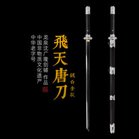 飞天唐刀 镀白金款 汉唐收藏刀剑 龙泉沈广隆宝剑一体刀剑 未开刃