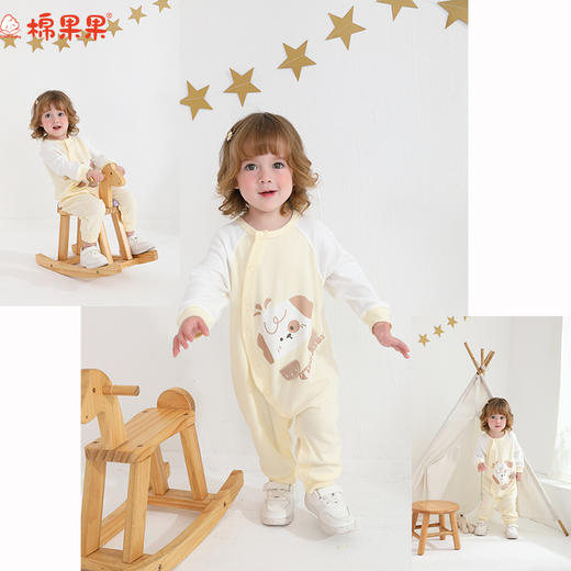 棉果果冬季新品暖姜棉柔软保暖59-80码卡通可爱爬衣暖姜偏襟连体衣M401720425664 商品图0