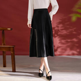 QS优质丝毛缎半身裙优雅高级垂坠感A字裙女秋冬新款1799