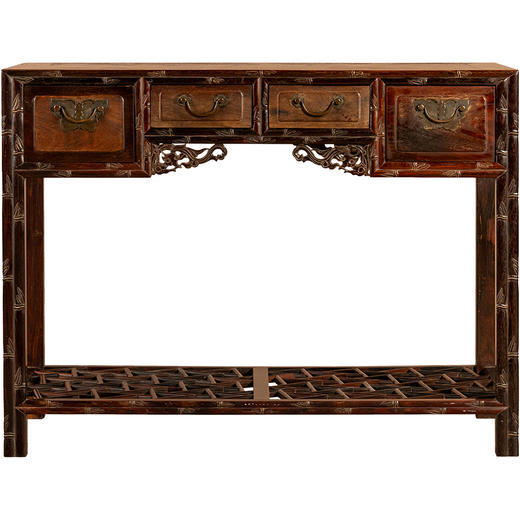 清	红木竹节工褡裢式书桌 商品图5