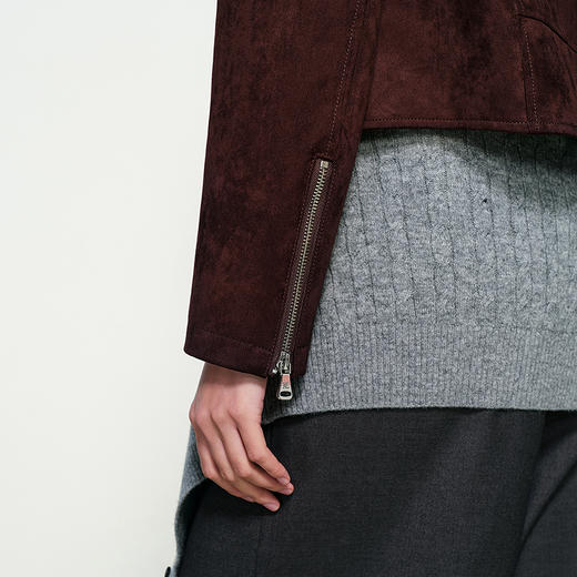 NEELLY纳俪商场同款秋季新款时尚麂皮质感显瘦女百搭深色短外套N25094C04627 商品图2