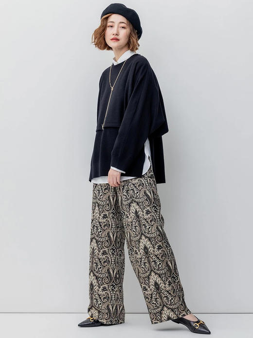 23区日系春季通勤宽松羊毛棉混纺圆领套头二件套针织毛衣商场同款 商品图3