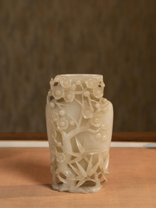 清	玉雕竹梅双清赏瓶 商品图0