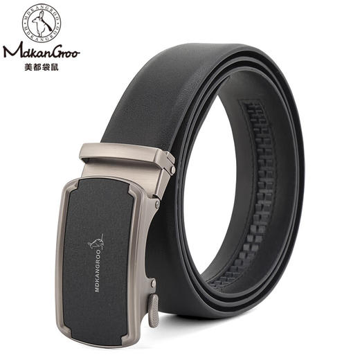 美都袋鼠（MDKANGROO）时尚男士皮带商务腰带情人节纯牛皮实用精致MD310AM204-DA-M2 黑色 带身125cm 商品图0