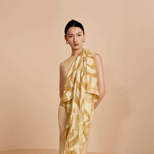 凤凰之家“织意无界”105厘米双面印花丝羊毛围巾 商品图0