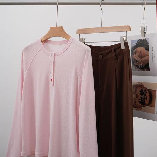 （小眠专属）【预售5天发货】绯纱粉插肩袖亨利衫  | 3D立体剪裁+高克重雪花棉，立挺有型不软塌，有颜值有质感 商品图4