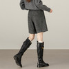 【09/26新品】熙世界灰色毛呢短裤女秋冬2025新款高级感休闲直筒中裤西装五分裤 商品缩略图4