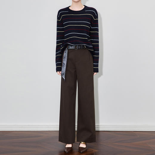 「高货wl」全系升级【铂金会员247/天猫329/差价82】(21560)洛诗琳设计感丝巾腰带直筒裤2025秋季老钱风通勤窄版阔腿 商品图3