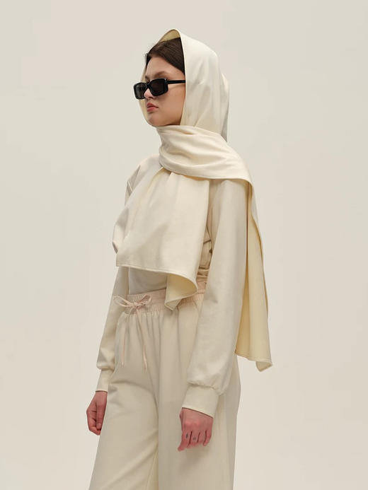 SIJIA｜AW2549 白色围巾收腰卫衣 商品图3