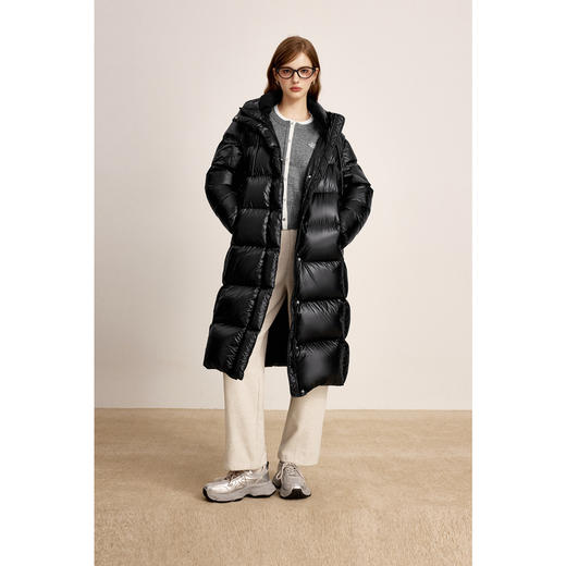 【商场同款】诗凡黎90鸭绒连帽中长羽绒服2024冬新款女3FB780141 商品图1