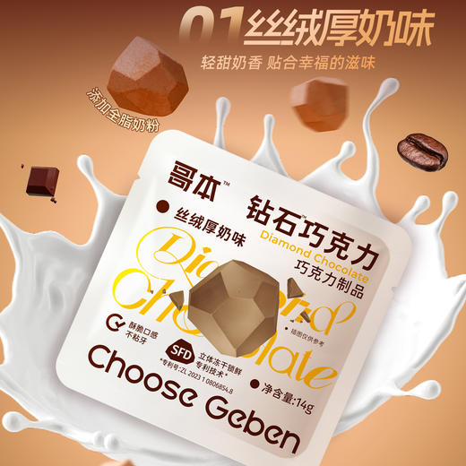 【退酮过渡】【生酮不可】哥本™钻石巧克力（陨石黑咖味/丝绒厚奶味）14g/袋 商品图2