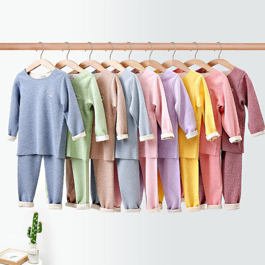 【秋冬儿童羊毛蚕丝套装 】发热睡衣中大童加厚男女宝家居秋衣秋裤德绒 商品图0