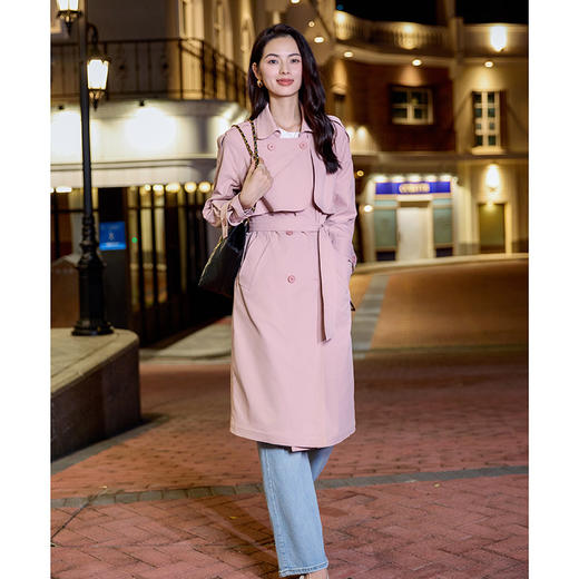 「高货kbnq」全新升级【铂金会员514/天猫699/差价185】(41206)洛诗琳时髦气质廓形风衣2025秋季新款高级感长款外套女 商品图1